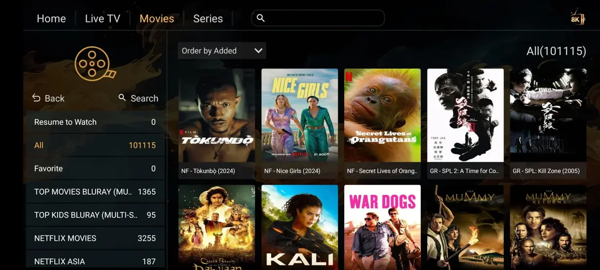 IPTV app voorbeeldscherm 5 op televisie